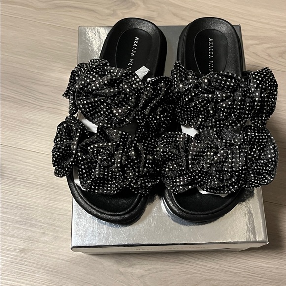 Azalea Wang Black Beaded Brand New Women's Sandals - Picture 1 of 5